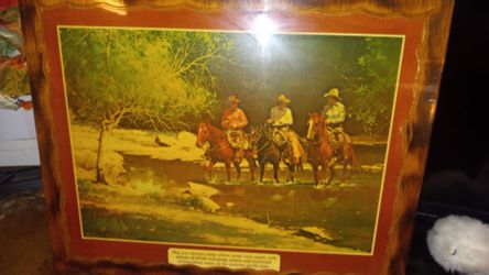 Framed Western Cowboy on Horseback Print