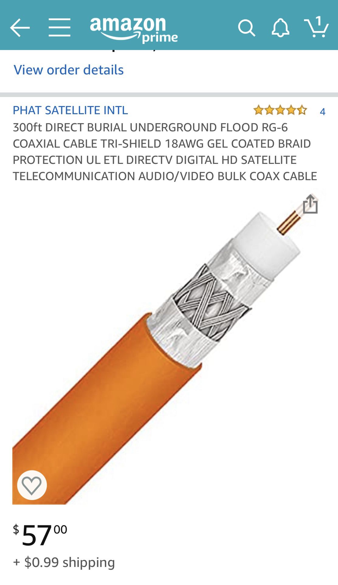 RG6 underground cable, coax cable