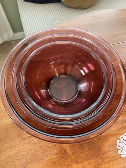 Vintage Pyrex Cranberry Mixing Bowls