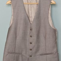 Demantie Waist Coat 6 Button 44" Chest 26" Length - Beige
