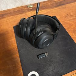 Razer wireless earphone headset and Logitech gaming mouse pad
