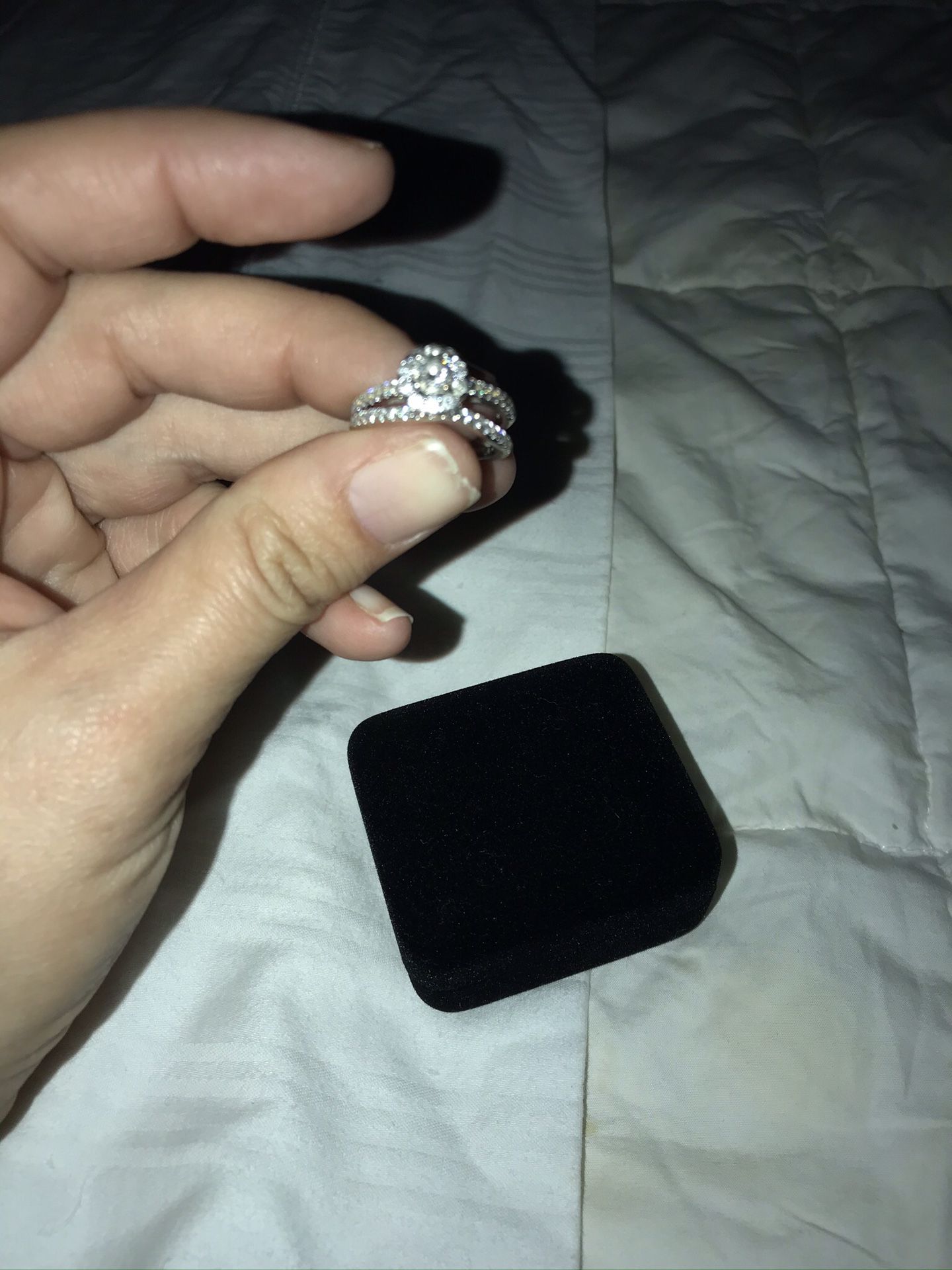 1 1/2 karat total with engagement ring and wedding band