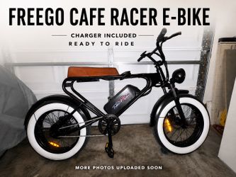 Freego Cafe Racer Electric Bike Charger Included White Walls
