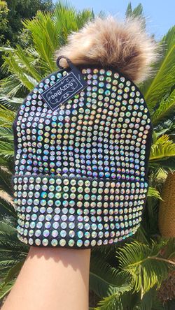 Women's Dazzling Black Rhinestone Pom Pom Beanie by Sazybee