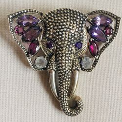 NICKY BUTLER Genuine MULTI GEMSTONES ELEPHANT STERLING SILVER PENDANT