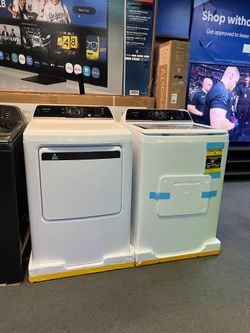 Frigidaire white and black washer and dryer