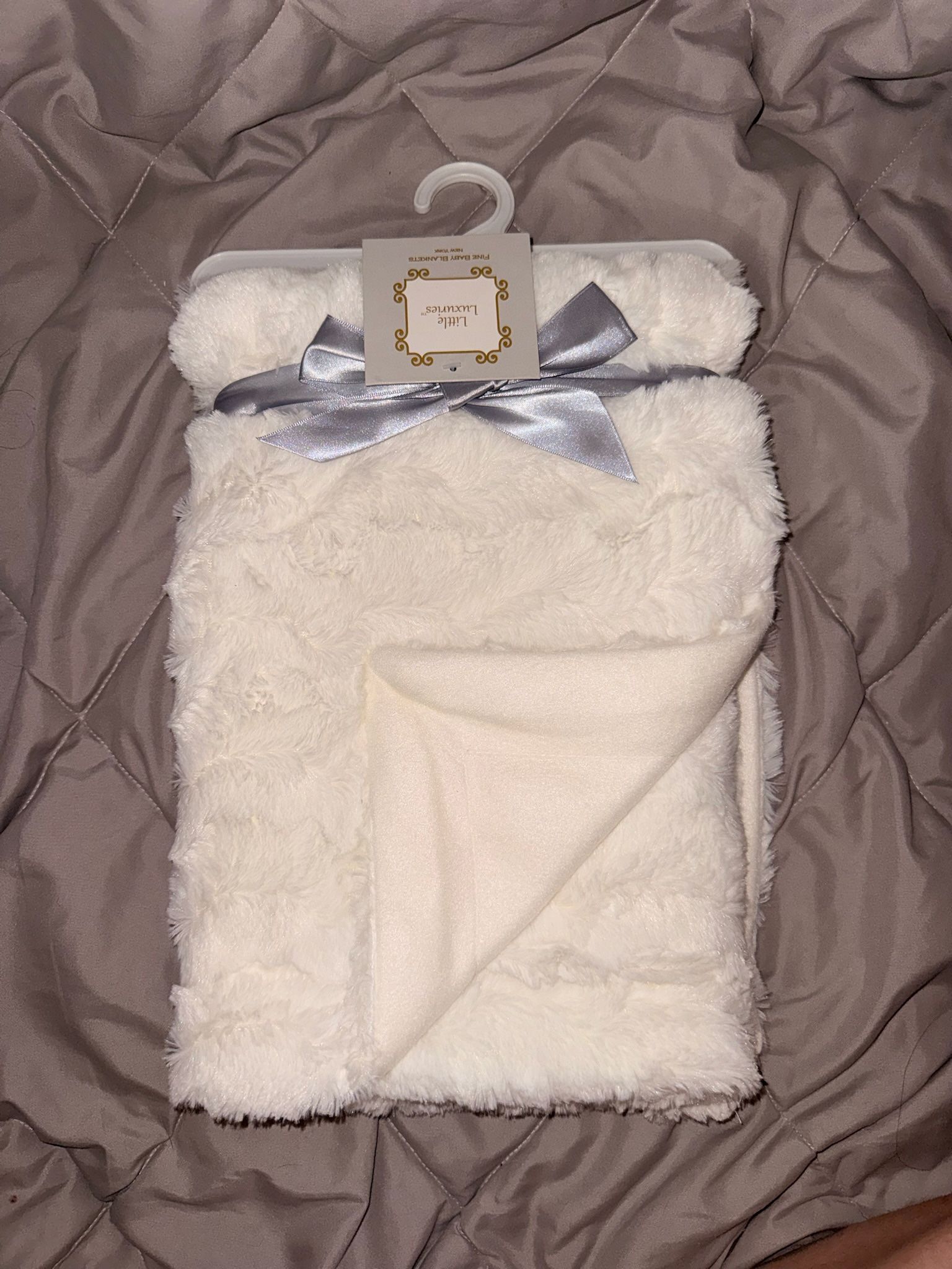 New White Little Luxuries Baby Blanket