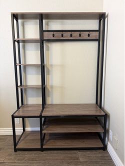 Entry Hall Tree with Shelves