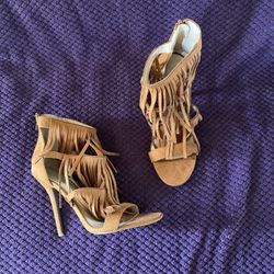 Suede Fringe Heels  Sz 8