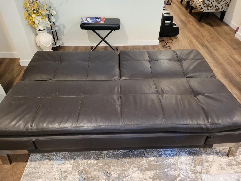 Costco Brown Leather Futon Couch For