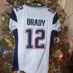 Patriots Tom Brady Womens Jersey, White, Size Medium