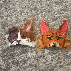 Warrior cats Brightheart and Firestar masks