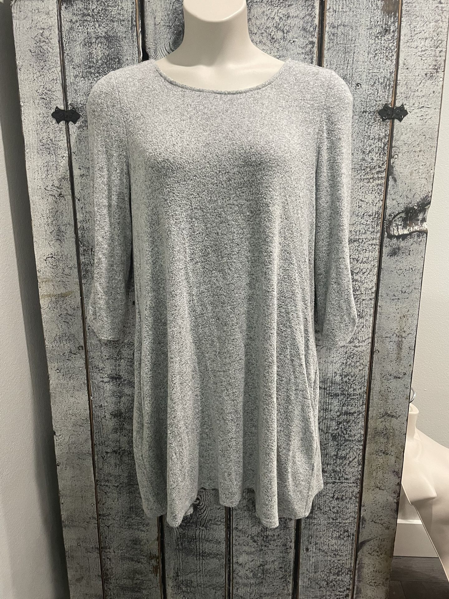 Apt.9 Light Heather Gray Sweater Dress Or Tunic W Pockets Size Large