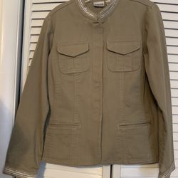 Chico’s Women’s Size 1 Jacket Trimmed In Beads