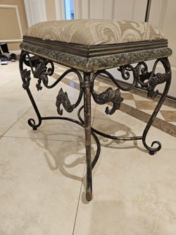 Vanity Stool Upholstered With Iron Base