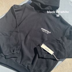 essentials black nd white hoodie 