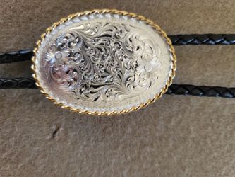 Montana Silversmiths Men's Engraved Silver Bolo Tie