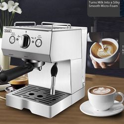 Espresso Machines 15 Bar with Adjustable Milk Frother Wand Expresso Coffee Machine for Cappuccino, Latte, Mocha, Machiato, 1.5L Removable Water Tank,