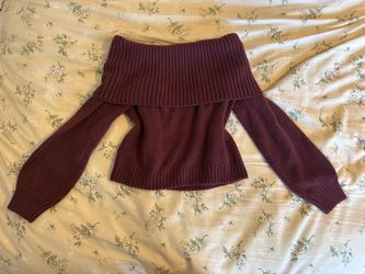 Abercrombie & Fitch Burgundy Off the Shoulder Sweater