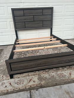Watson Gray Oak and Black Queen Bed Frame $99.999- READ Description