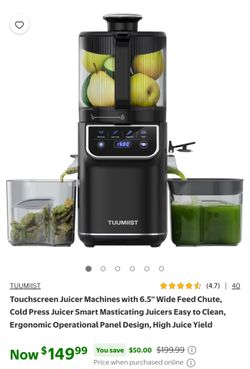 Touchscreen Juicer Machines with 6.5'' Wide Feed Chute, Cold Press Juicer Smart Masticating Juicers Easy to Clean, Ergonomic Operational Panel Design,
