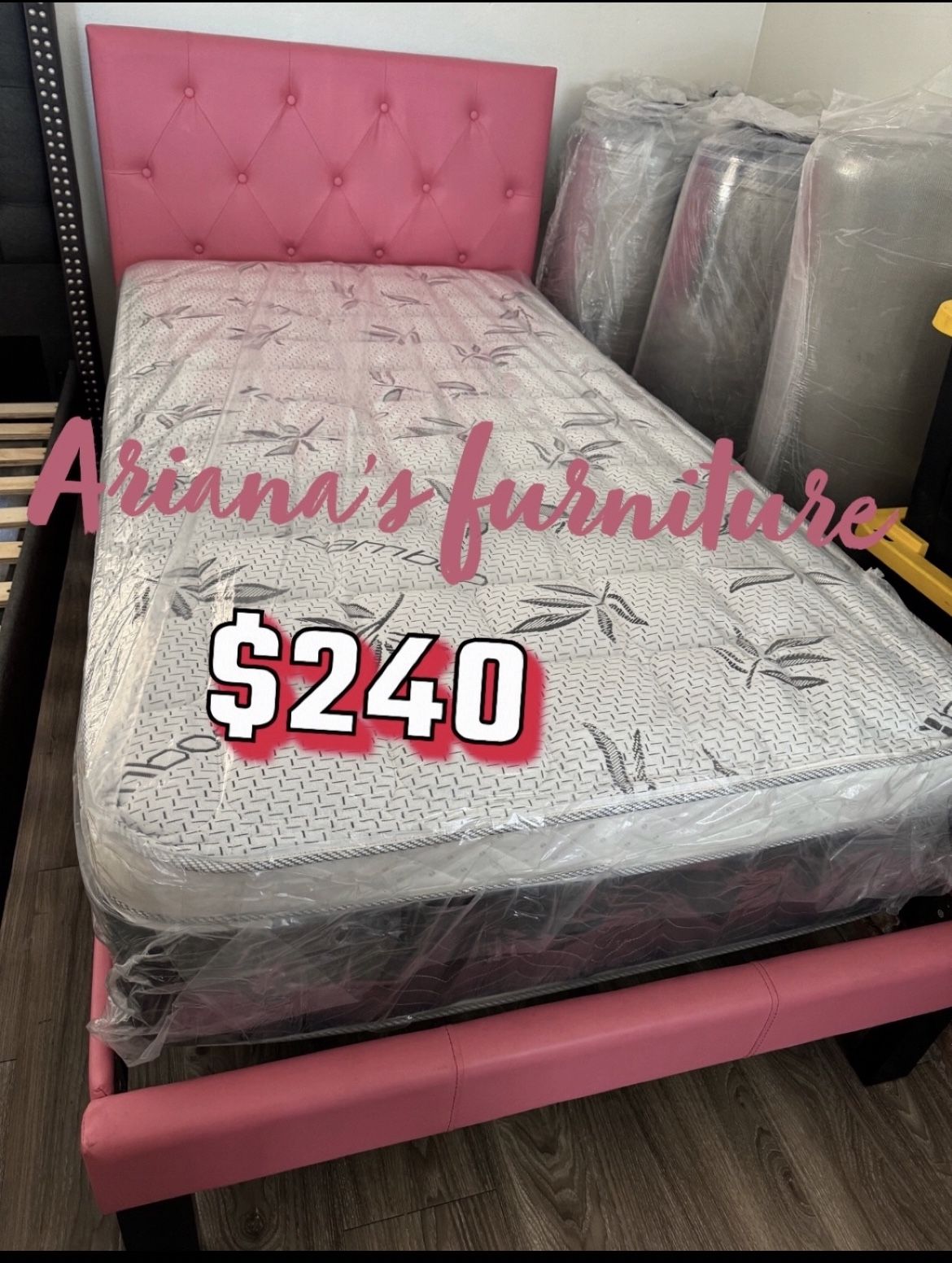 Twin Size Bed Frame With Pillow Top Mattress Included