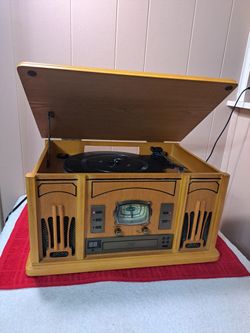 Excalibur RD54 3-in-1 Classic Music Player Real Wood CD/Radio/Turntable 