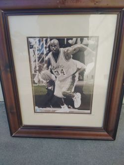 Framed Lakers #34 Basketball Player Photo Print