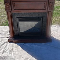 Febo Flame fireplace on mantle solid wood