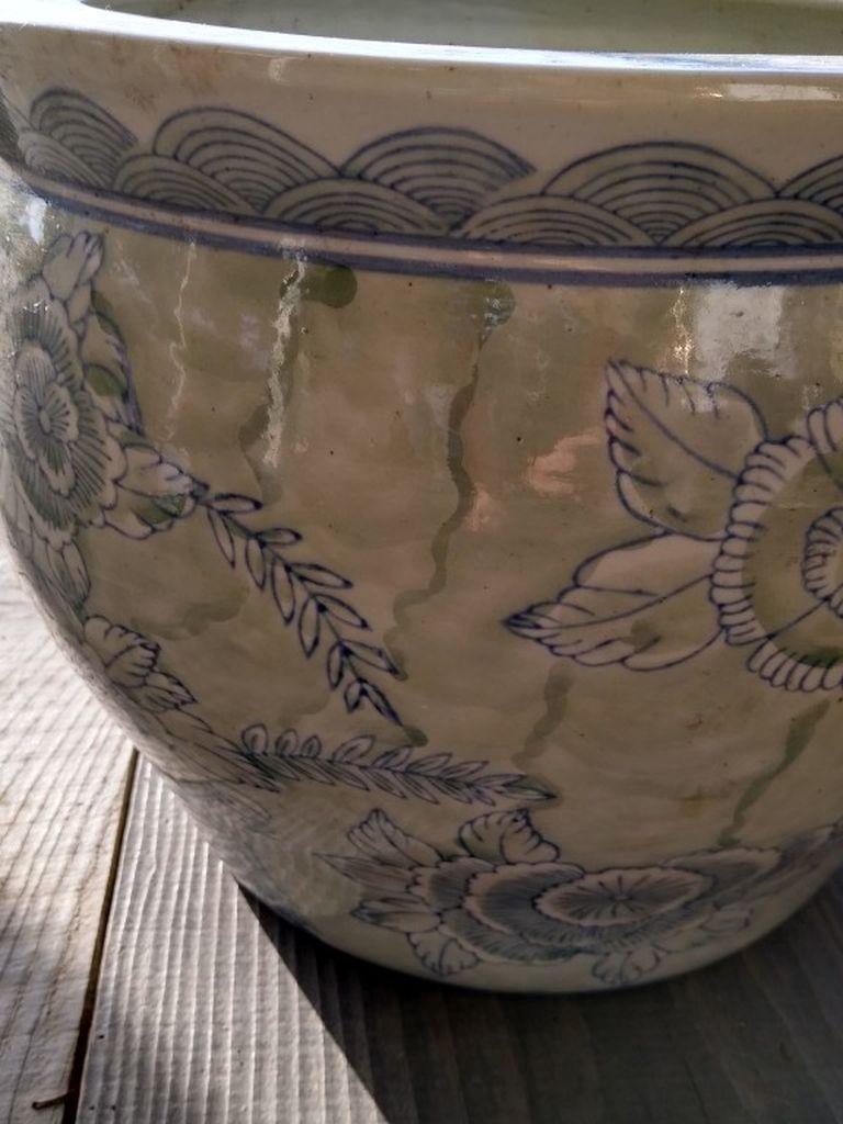 Vintage Asian Chinoiserie Planter 14 In