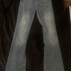 High rise blue flare jeans