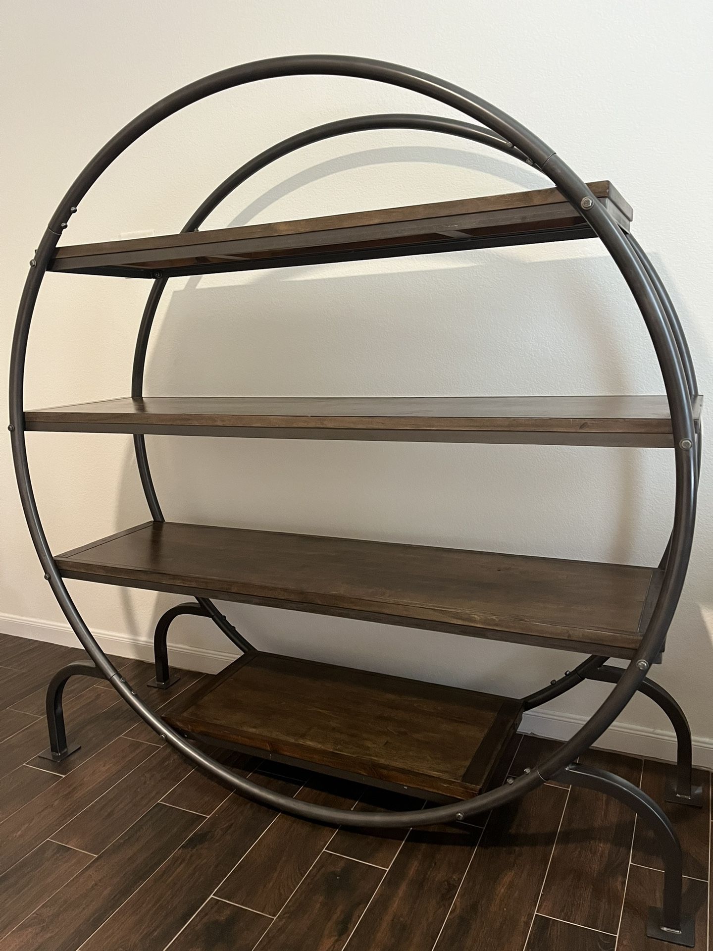 Round Metal Bookcase Industrial Design Bookshelf World Market