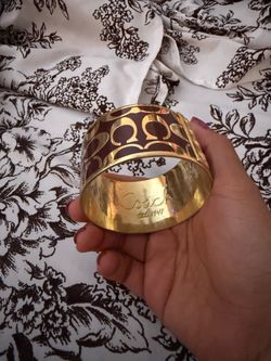 Coach Gold&Brown Cuffed Bracelet