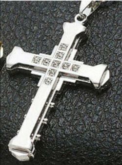 Silver Cross Pendant with Stone Accents