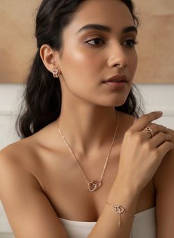 Rose Gold Heart Jewelry Set