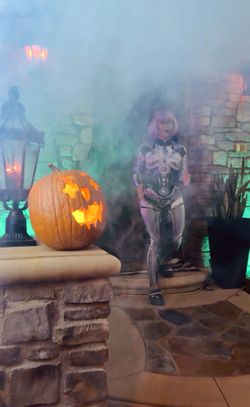 Women's 3D Mechanical Robot Skeleton Print Halloween Jumpsuit Romper Cosplay Costume