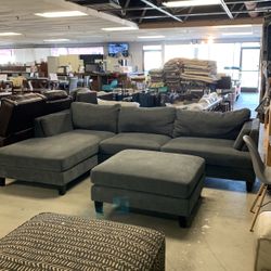 Grey Fabric Sectional Floor Model Sale