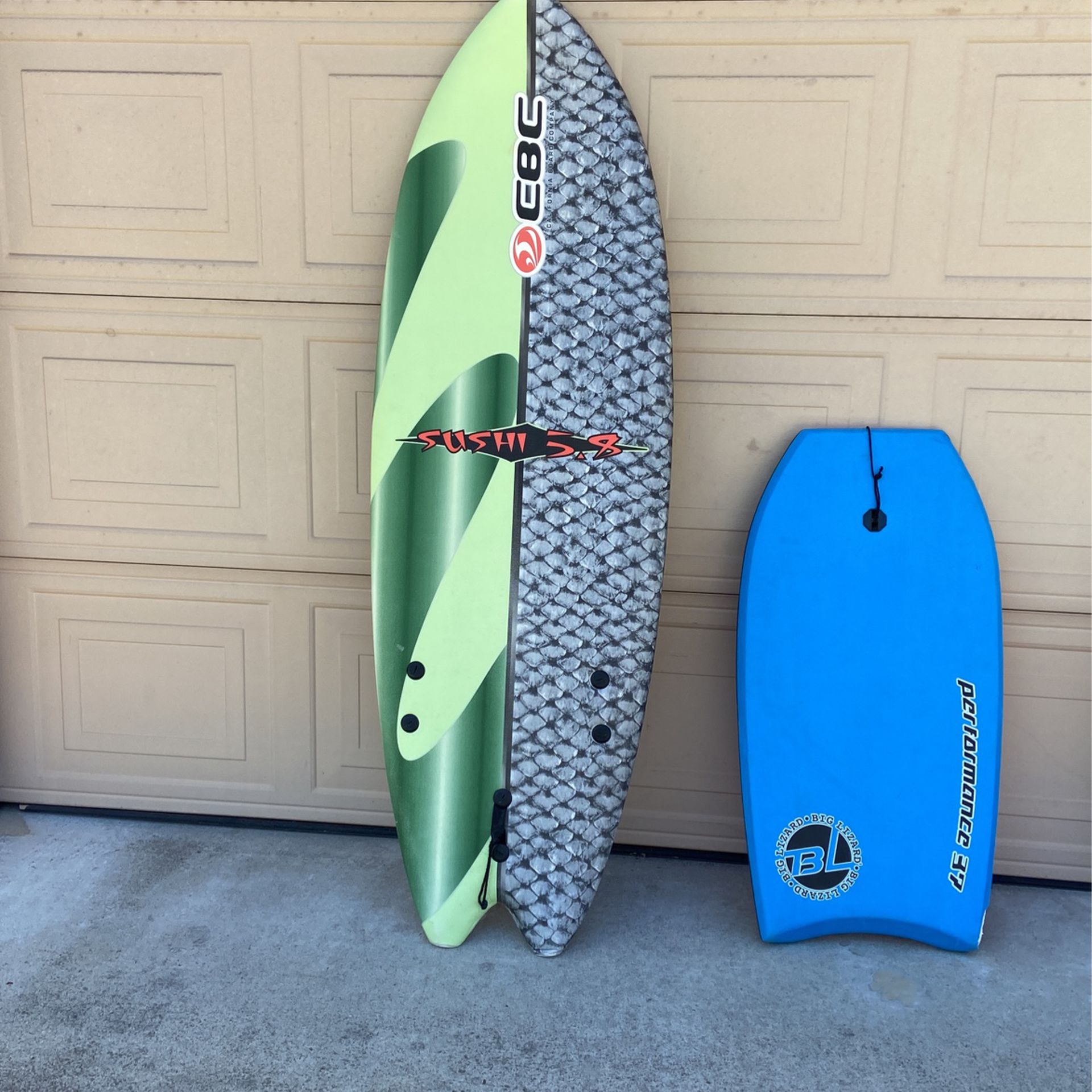 Foam Surfboard And Boogie Board