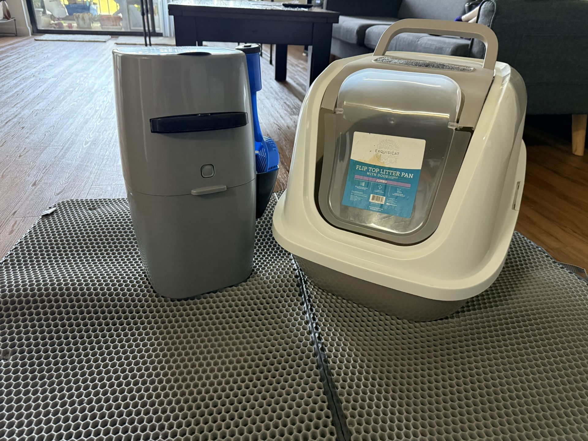 Cat Litter Box + Litter Disposal + Mat