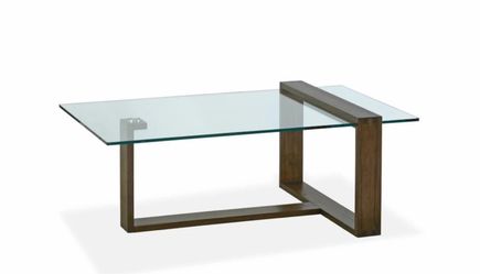 Glass Top & Wood Base Coffee Table