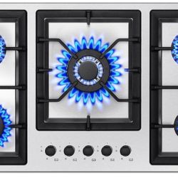 36 Inch, Drop In, 5 Burner Gas Stove Top