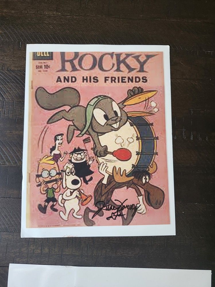 June Foray (1917--2017) Signed 8 X 10 Rocky and Bullwinkle