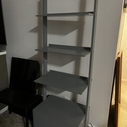 Convenience Concepts American Heritage Ladder Bookcase with File Drawer, Gray