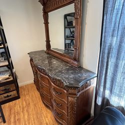 Ornate Dresser With Detachable Mirror