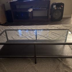 Small Glass and Wood Coffee Table