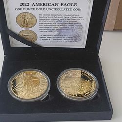 2, 1oz 24k American eagles uncirculated 50$ gold coins