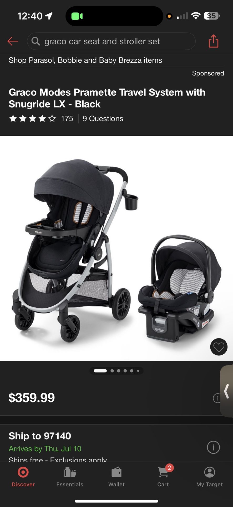 Car seat Stroller Combo Set