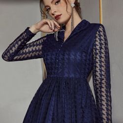 Beautiful Blue Net Long Dress