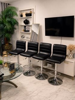 Set of 4 Black Adjustable Bar Stools