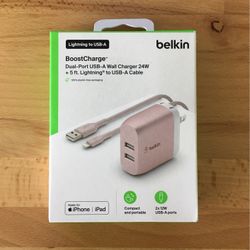 Dual-Port USB-A to Lightning Wall Charger 24 W
